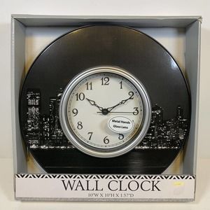 M.Z. Berger & Co. Wall Clock 10 in. City Skyline - Battery Operated